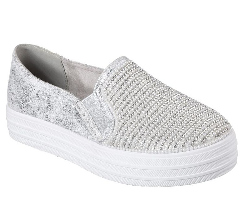 Skechers Dam Silver Platta Skor - Double Up - Shiny Dancer - Sverige (SEAUO-4870)